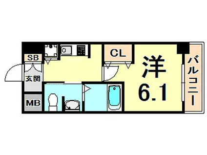 エスリード西宮北口第2(1K/6階)の間取り写真