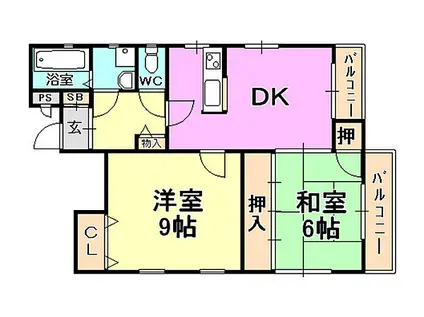 リビエール芦屋(2DK/2階)の間取り写真