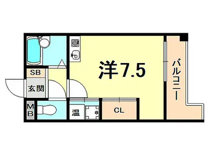 甲子園ウエスト(ワンルーム/2階)の間取り写真