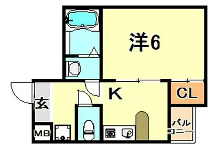 コラージュ魚崎(1K/2階)の間取り写真