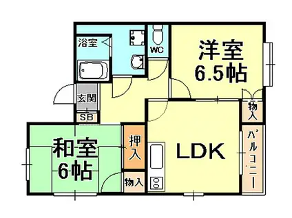 メルベーユ本山(2LDK/2階)の間取り写真