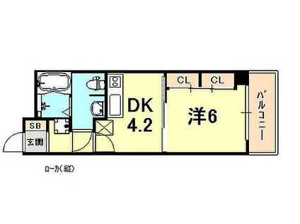 ワコーレ六甲道オービット2(1DK/3階)の間取り写真