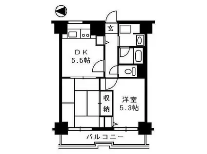 ダイアパレス高田本町(2DK/6階)の間取り写真