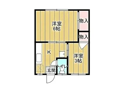 齋藤荘(2K/2階)の間取り写真
