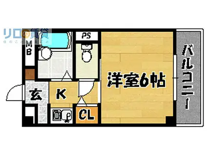 阪急京都本線 上新庄駅 徒歩3分 4階建 築25年(1K/4階)の間取り写真