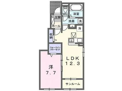 パークヒルズ利根五番館(1LDK/1階)の間取り写真
