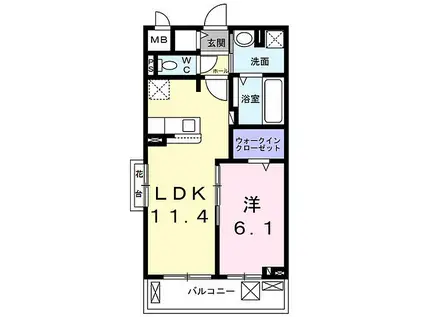 クオーレD(1LDK/3階)の間取り写真
