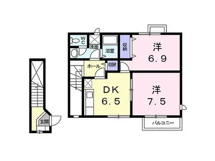 ジャルディーノ・KEN II(2DK/2階)の間取り写真