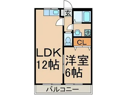 ブランシェ友田(1LDK/1階)の間取り写真