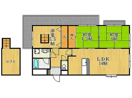 サザンハイムグルック(3LDK/4階)の間取り写真