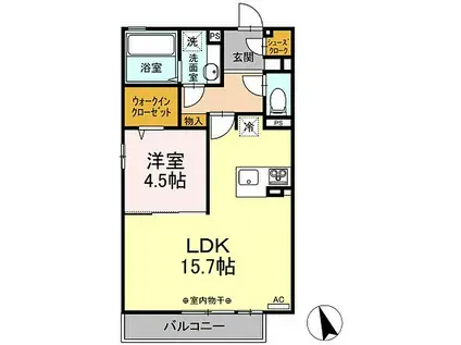 カーサソレアーダ(1LDK/2階)の間取り写真