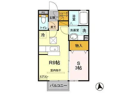 JR東北本線 雀宮駅 徒歩42分 2階建 築13年(1LDK/2階)の間取り写真