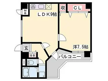 ロイヤルメゾン東須磨(1LDK/5階)の間取り写真