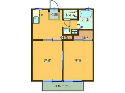 JR高崎線 本庄駅 徒歩20分 2階建 築35年(2DK/2階)の間取り写真