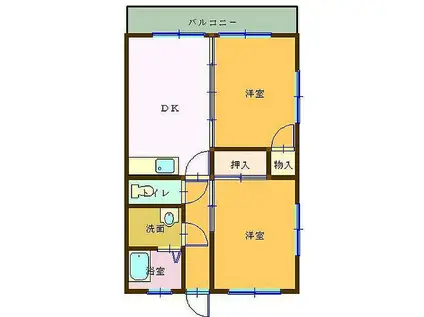 コスモハイツ(2DK/2階)の間取り写真