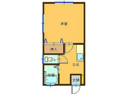 サンロイヤル(1DK/1階)の間取り写真