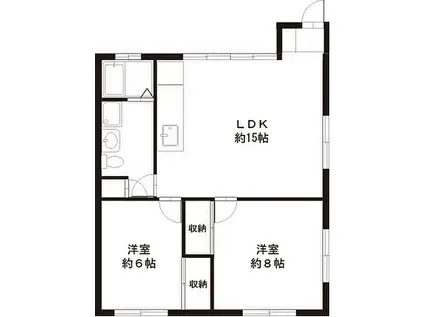 ハラダハイツ(2LDK/2階)の間取り写真