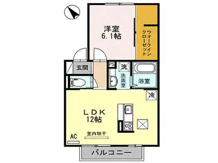 クレシェンテ長府(1LDK/2階)の間取り写真