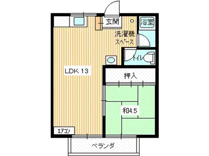 リバーハイツ綾羅木(1LDK/2階)の間取り写真