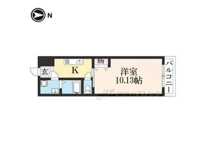 京福電気鉄道北野線 北野白梅町駅 徒歩17分 5階建 築8年(1K/3階)の間取り写真