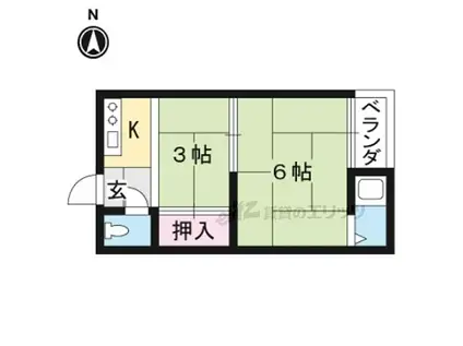 松山荘(2K/2階)の間取り写真