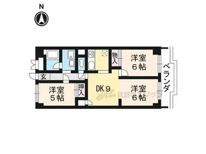シャトー西京極(3LDK/3階)の間取り写真