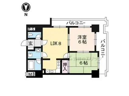 ライオンズマンション京都河原町第2(2LDK/4階)の間取り写真