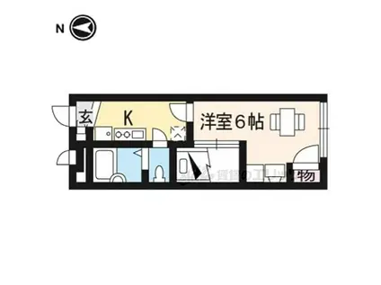 京都市営烏丸線 北大路駅 徒歩26分 2階建 築16年(1K/2階)の間取り写真