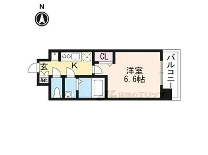 プレサンス京都二条 京華(1K/2階)の間取り写真