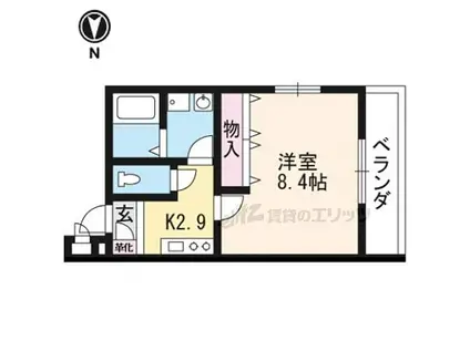 京阪本線 神宮丸太町駅 徒歩9分 3階建 築19年(1K/2階)の間取り写真
