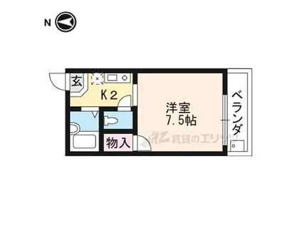 京都地下鉄東西線 椥辻駅 徒歩5分 4階建 築34年(1K/3階)の間取り写真