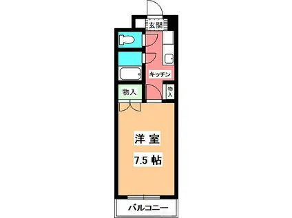 ジョイフル第2朝生田(1K/2階)の間取り写真