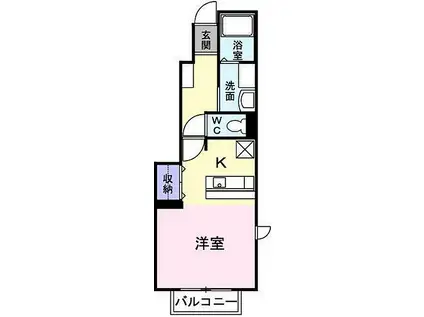 メゾン・ドゥ・シャルマン(1K/1階)の間取り写真