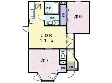 リベルテ富士(2LDK/1階)の間取り写真