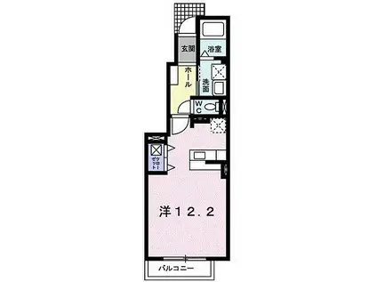 カームミナミ(ワンルーム/1階)の間取り写真