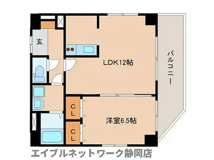 静岡鉄道静岡清水線 新静岡駅 徒歩4分 6階建 築16年(1LDK/4階)の間取り写真