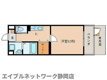 JR東海道本線 静岡駅 徒歩30分 5階建 築3年(1K/1階)の間取り写真