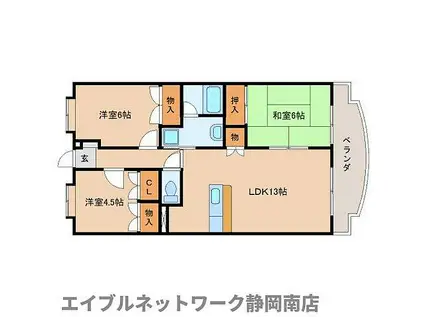 JR東海道本線 西焼津駅 徒歩32分 3階建 築27年(3LDK/1階)の間取り写真