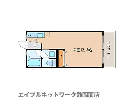 JR東海道本線 焼津駅 徒歩9分 3階建 築31年(ワンルーム/3階)の間取り写真