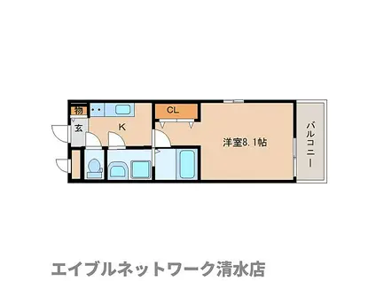 JR東海道本線 清水駅(静岡) 徒歩7分 3階建 築9年(1K/1階)の間取り写真