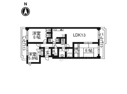 パーク・ハイム宝ヶ池銀杏館(3LDK/5階)の間取り写真