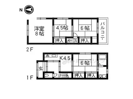 阪急京都本線 桂駅 徒歩12分 2階建 築59年(4K)の間取り写真