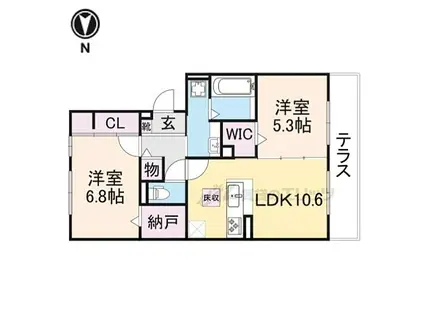 D-ROOM嵯峨嵐山(2LDK/1階)の間取り写真