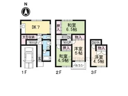 阪急京都本線 東向日駅 徒歩18分 3階建 築35年(4DK)の間取り写真