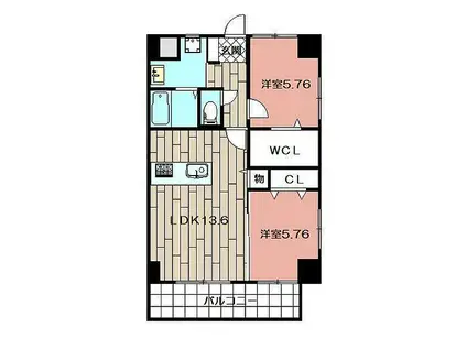 THE SQUARE・CENTRAL RESIDENCE(2LDK/11階)の間取り写真