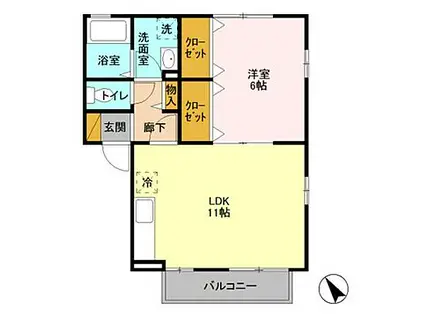 アットイーズ(1LDK/2階)の間取り写真