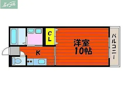 岡山電気軌道東山本線 県庁通り駅 徒歩3分 8階建 築20年(1K/4階)の間取り写真