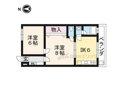 カドノハイツA棟(2DK/4階)の間取り写真