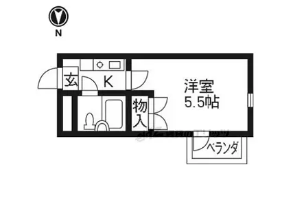 京都地下鉄東西線 椥辻駅 徒歩8分 4階建 築33年(1K/4階)の間取り写真