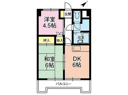 さくら都市マンション 1番館(2DK/2階)の間取り写真